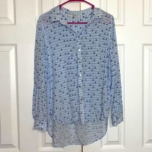 Jane and Delancey blue button down with snails size Medium